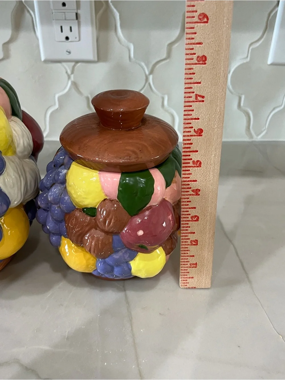 Vintage Colorful Ceramic Fruit Canister Set - Multicolor